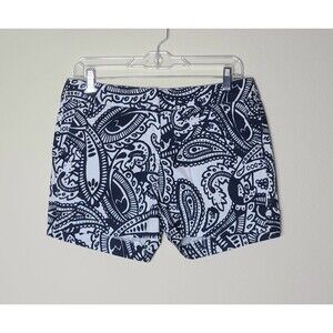 Kenji Shorts Size 6 Blue White Paisley Pockets